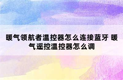 暖气领航者温控器怎么连接蓝牙 暖气遥控温控器怎么调